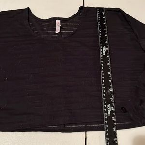 Xhilaration X-Small black semi sheer  cropped 3/4 sleeve top scoop neck